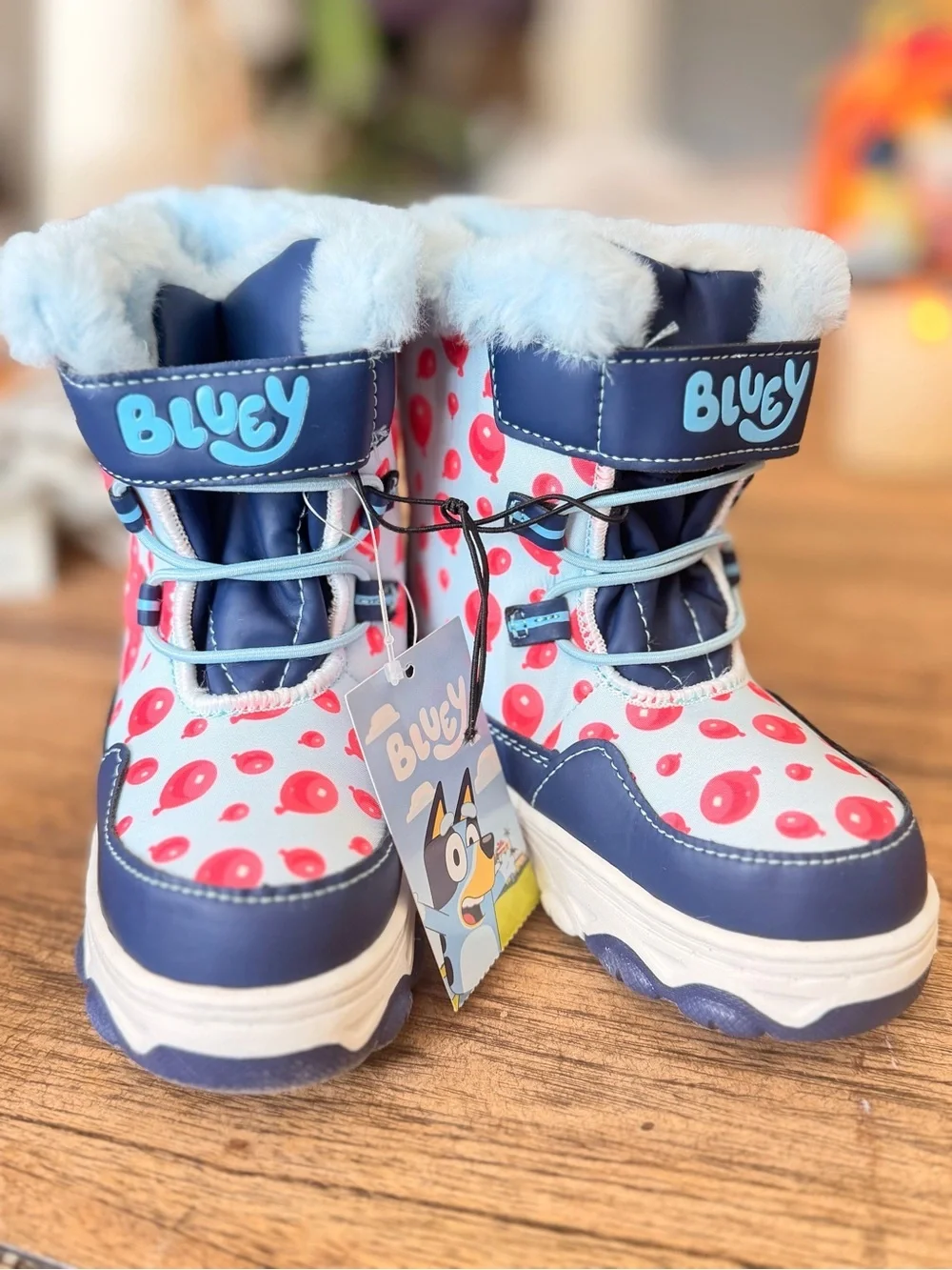 Bluey Toddler Kids Winter Boots with Faux Fur Trim size 9